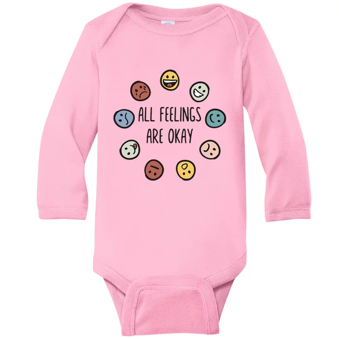 All Feelings Are Okay Tal Health Awareness Month Emotion Baby Long Sleeve Bodysuit