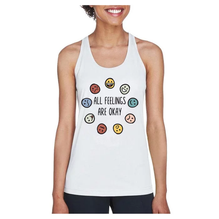 All Feelings Are Okay Tal Health Awareness Month Emotion Women's Racerback Tank