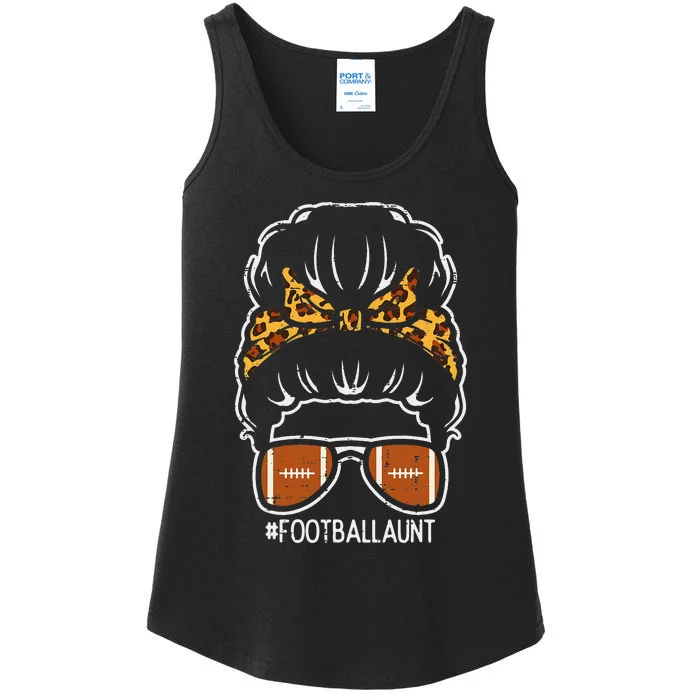 American Football Aunt Leopard Bun Family Aunty Auntie Ladies Essential Tank