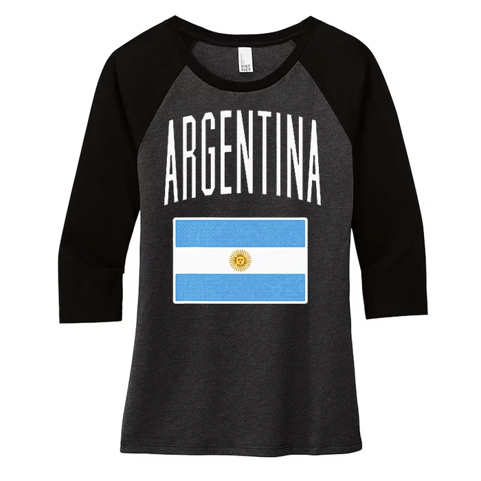 Argentina Flag Argentine Football Soccer Fan Women's Tri-Blend 3/4-Sleeve Raglan Shirt