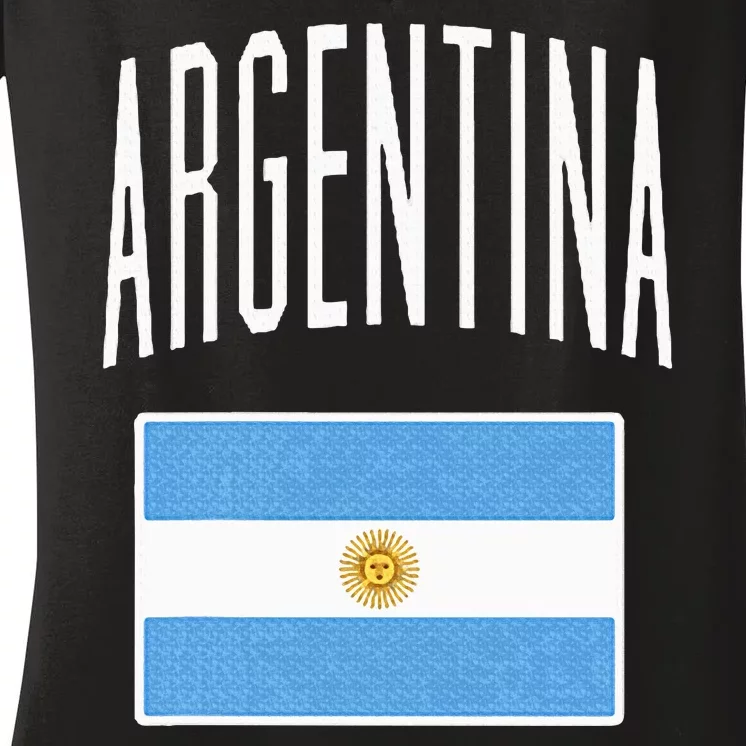 Argentina Flag Argentine Football Soccer Fan Women's V-Neck T-Shirt