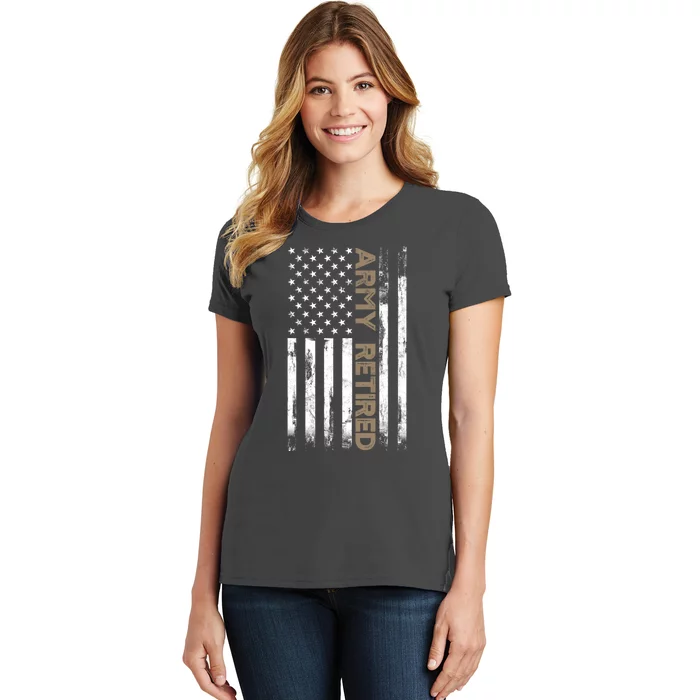 American Flag Army Retired Military Army Gift Women's T-Shirt