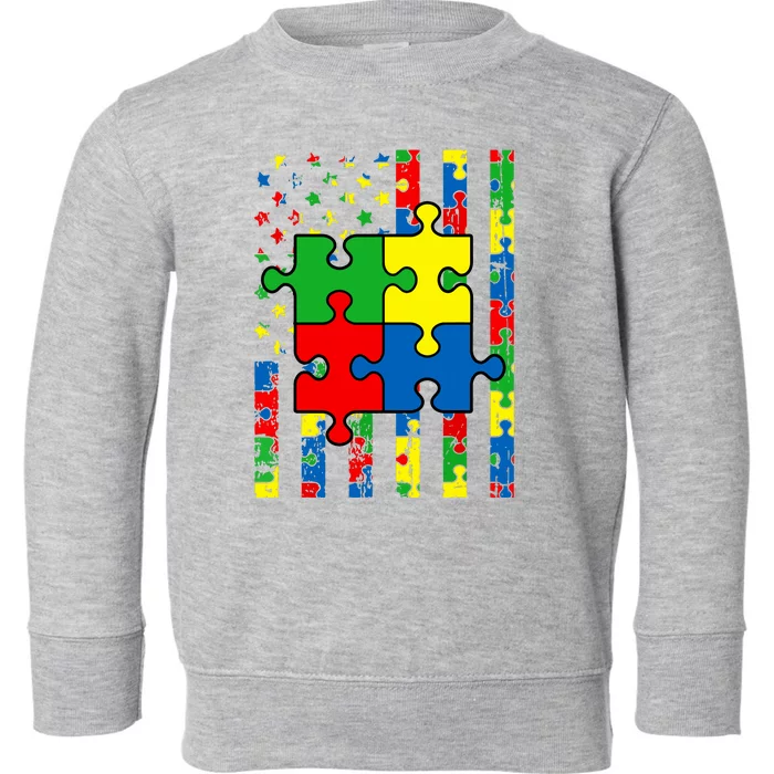 American Flag Autism Awareness Baby Boy Girl Toddler Sweatshirt