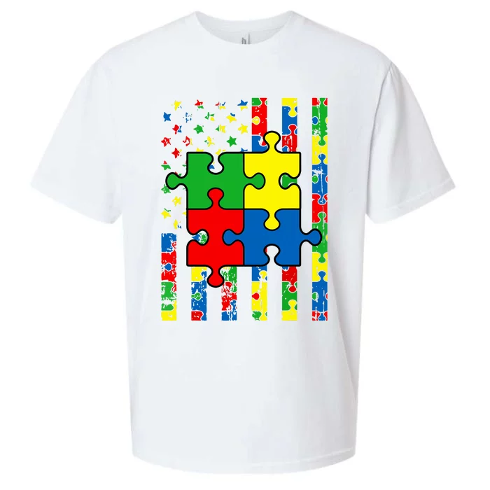 American Flag Autism Awareness Baby Boy Girl Sueded Cloud Jersey T-Shirt