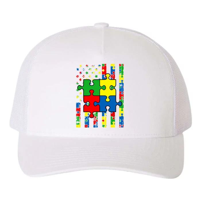 American Flag Autism Awareness Baby Boy Girl Yupoong Adult 5-Panel Trucker Hat