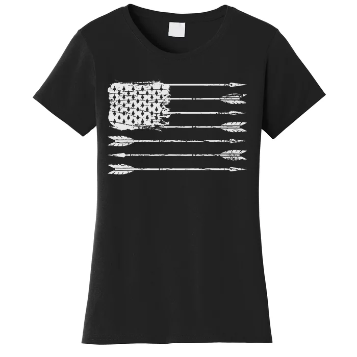 American Flag Arrow Archery Bowhunting Gifts Archer Hunter Women's T-Shirt