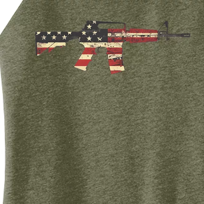 American Flag Ar15 Women’s Perfect Tri Rocker Tank