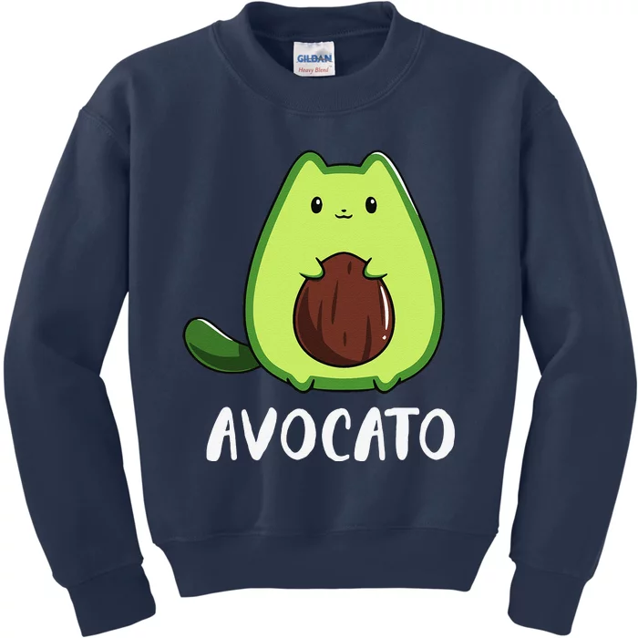 Avocato Funny Avocado Lover Cat Kids Sweatshirt