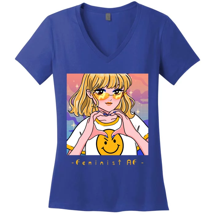 Aesthetic Feminist Af E Power Anime Indie Harajuku Gift Women's V-Neck T-Shirt