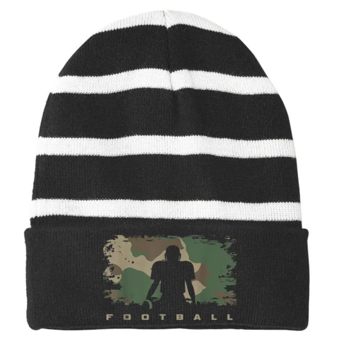 American Football Striped Beanie with Solid Band