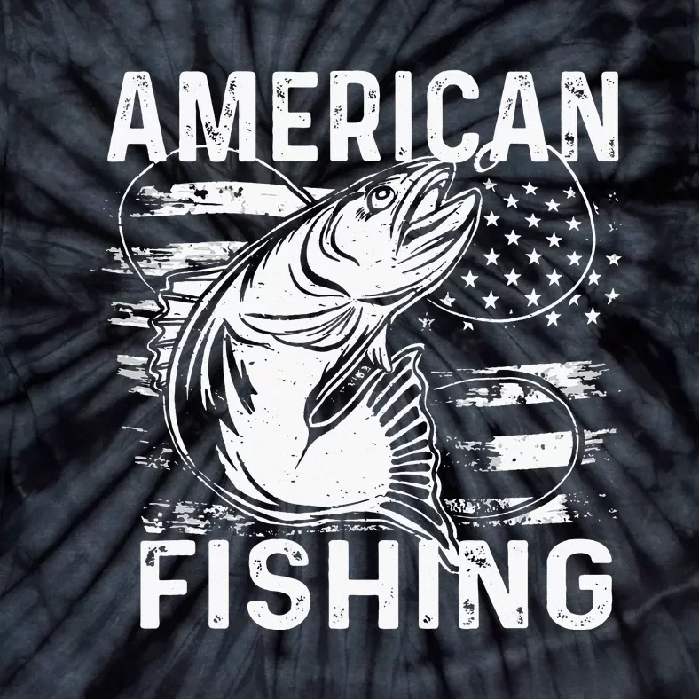 American fishing a fish next to a fishing hook Tie-Dye T-Shirt