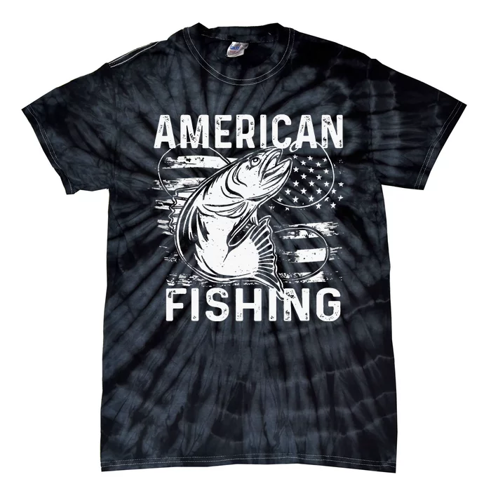 American fishing a fish next to a fishing hook Tie-Dye T-Shirt