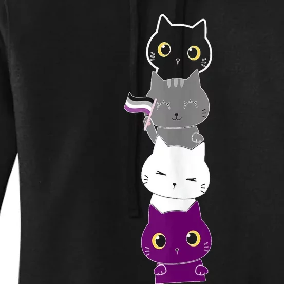 Asexuality Flag Animal Cat Ace Pride Demisexual Gift Asexual Women's Pullover Hoodie