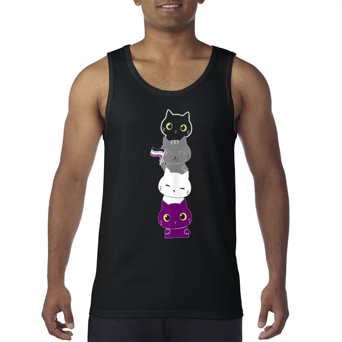 Asexuality Flag Animal Cat Ace Pride Demisexual Gift Asexual Tank Top