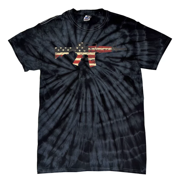 American Flag Ar15 Tie-Dye T-Shirt