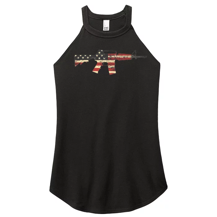 American Flag Ar15 Women’s Perfect Tri Rocker Tank