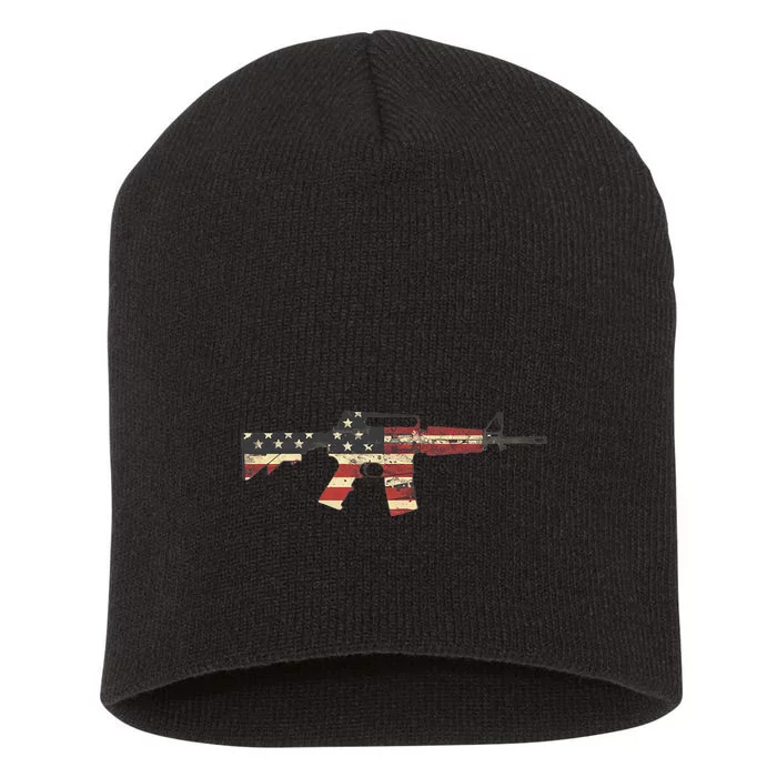 American Flag Ar15 Short Acrylic Beanie