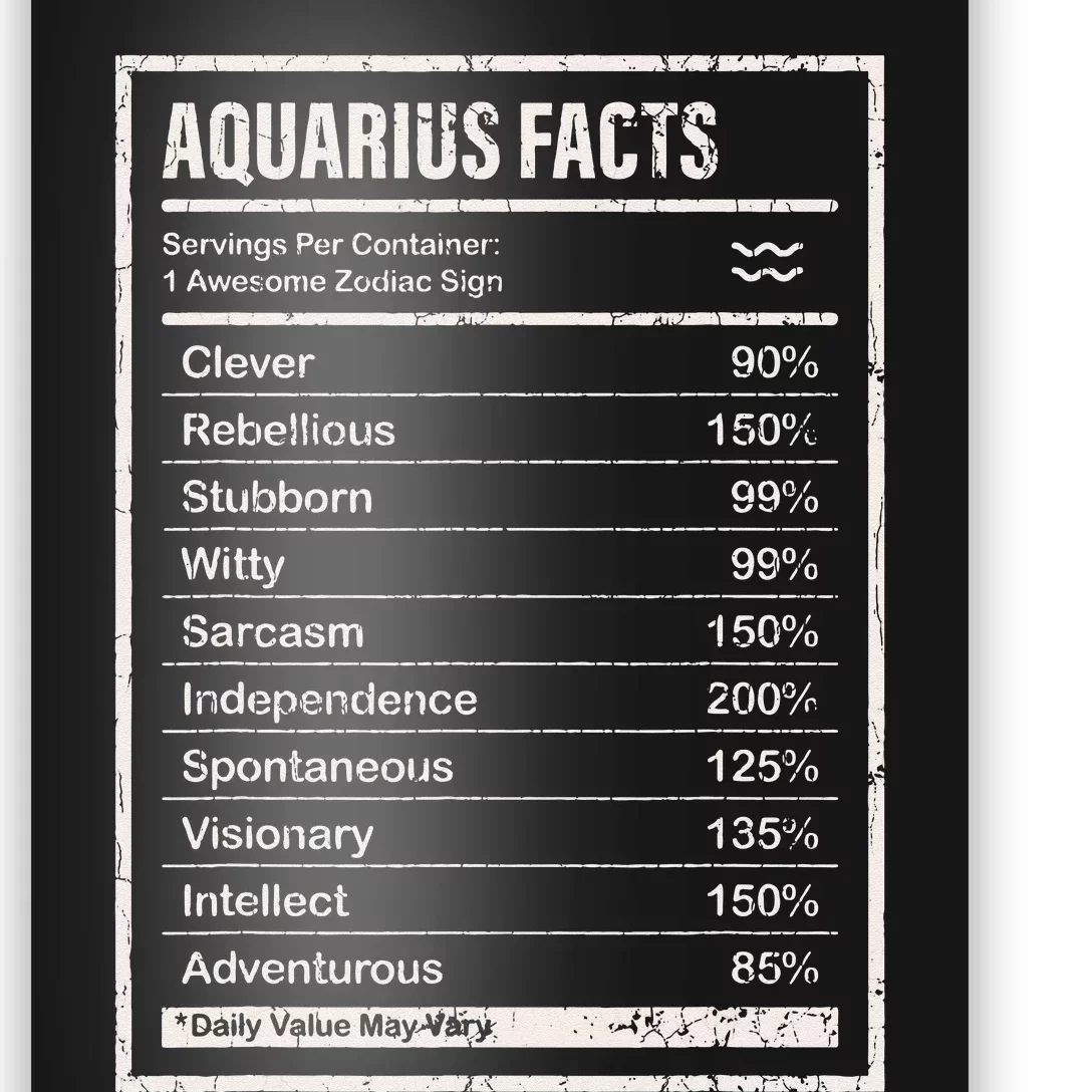 Aquarius Facts Apparel For And Wo Funny Zodiac Gift Poster