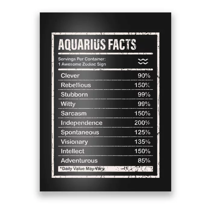 Aquarius Facts Apparel For And Wo Funny Zodiac Gift Poster