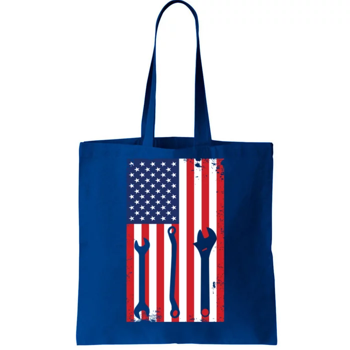 American Flag Auto Car Diesel Mechanic Dad Mechanics Gift Funny Gift Tote Bag