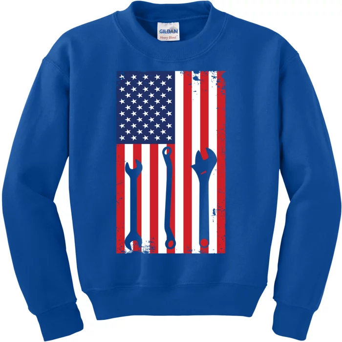 American Flag Auto Car Diesel Mechanic Dad Mechanics Gift Funny Gift Kids Sweatshirt