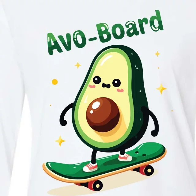 Avoboard Funny Avocado On A Skateboard Vegan Food Boy Womens Cotton Relaxed Long Sleeve T-Shirt