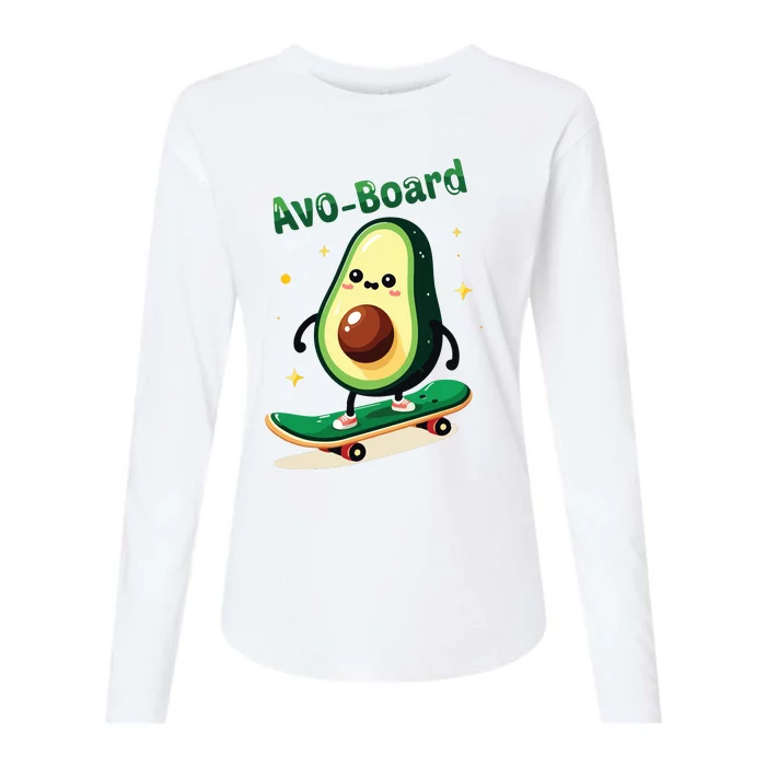 Avoboard Funny Avocado On A Skateboard Vegan Food Boy Womens Cotton Relaxed Long Sleeve T-Shirt