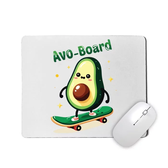 Avoboard Funny Avocado On A Skateboard Vegan Food Boy Mousepad