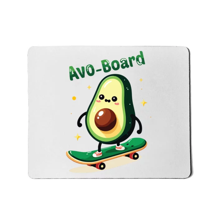 Avoboard Funny Avocado On A Skateboard Vegan Food Boy Mousepad