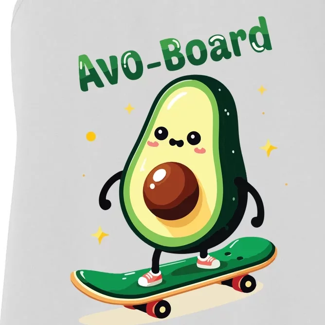 Avoboard Funny Avocado On A Skateboard Vegan Food Boy Women's Racerback Tank