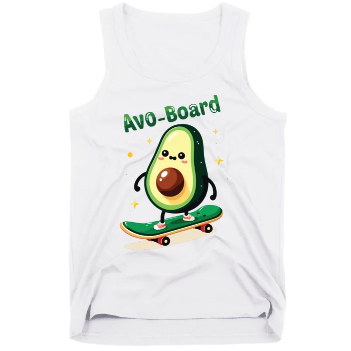 Avoboard Funny Avocado On A Skateboard Vegan Food Boy Tank Top