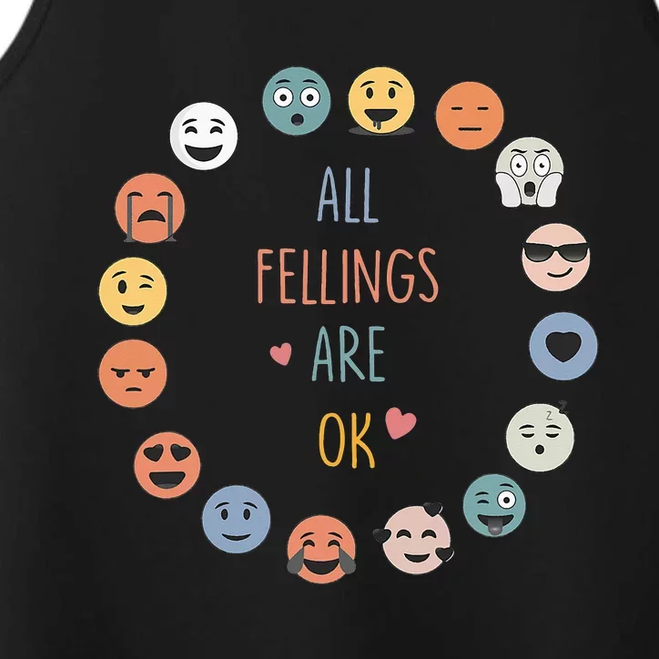 All Feeling Are Okay Funny School Teacher Psychologist Performance Tank