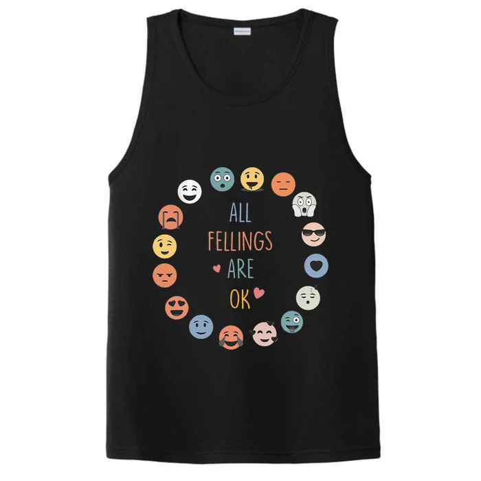 All Feeling Are Okay Funny School Teacher Psychologist Performance Tank