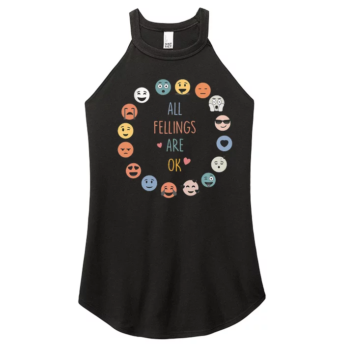 All Feeling Are Okay Funny School Teacher Psychologist Women’s Perfect Tri Rocker Tank