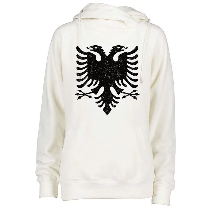 Albania Flag Albanian Doubleheaded Eagle Womens Funnel Neck Pullover Hood