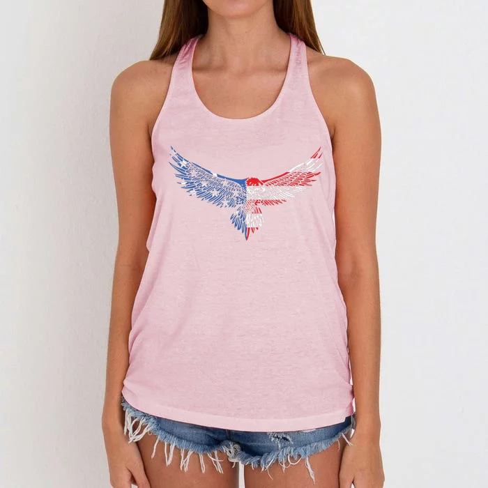 American Flag An Eagle Mullet Patriotic For Dad Husband Women's Knotted Racerback Tank