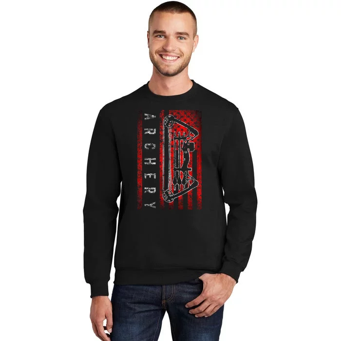 American Flag Archery Bowhunting Bow Deer Tall Sweatshirt