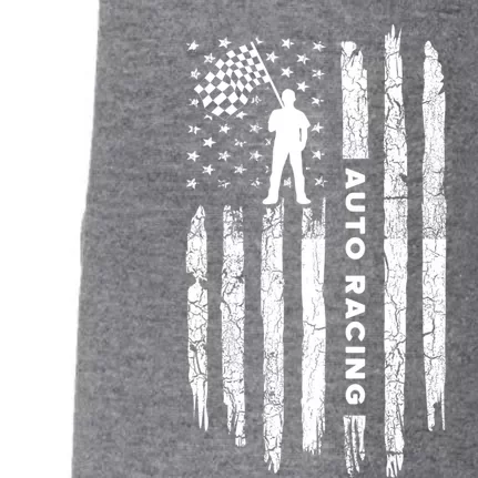 American Flag Auto Racing Clothing Gift Vintage Auto Racing Meaningful Gift Doggie 3-End Fleece Hoodie