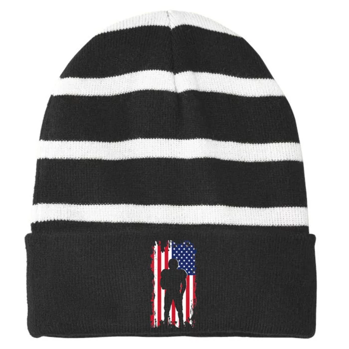 American Football Apparel Football Striped Beanie with Solid Band