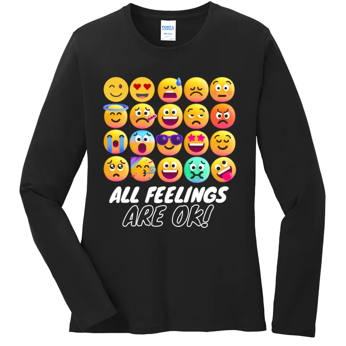 All Feelings Are Okaytal Health Counselor Psychologist Ladies Long Sleeve Shirt