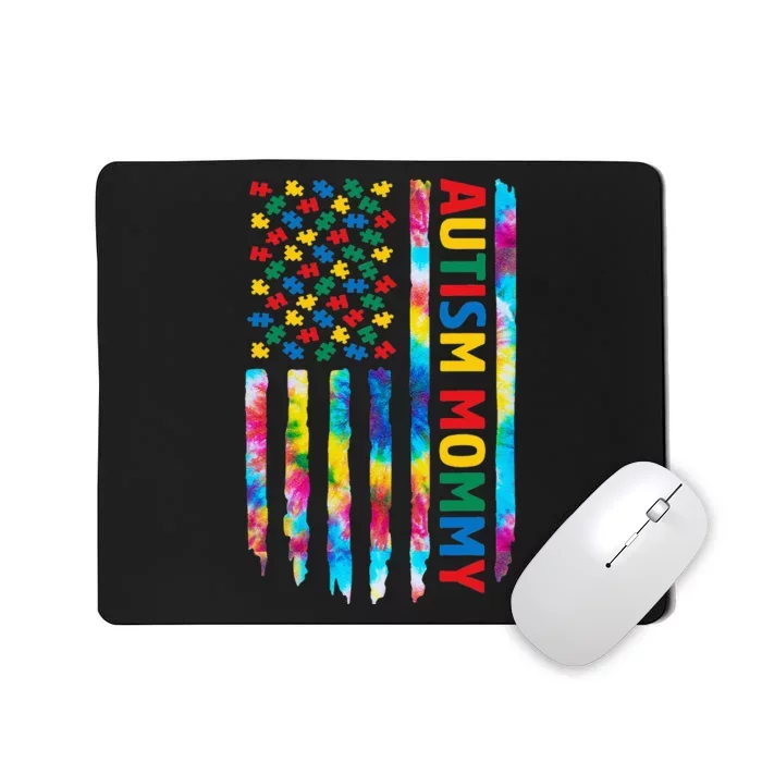 American Flag Autism Awareness Tie Dye Autism Mommy Mousepad