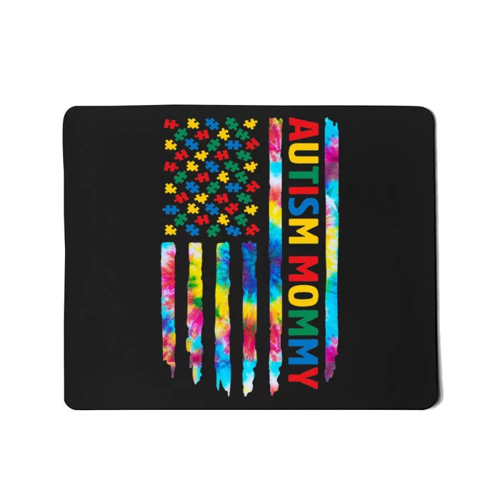 American Flag Autism Awareness Tie Dye Autism Mommy Mousepad