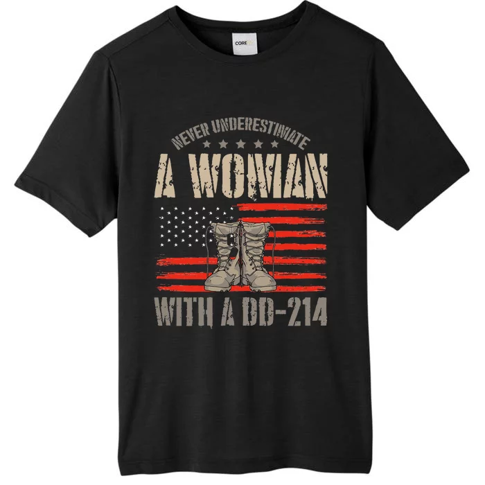 american flag A Woman With A Dd214 Female Veteran ChromaSoft Performance T-Shirt