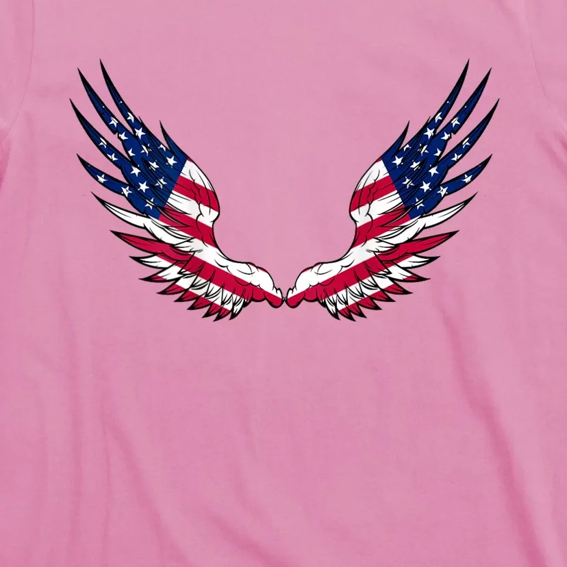 American Flag Angel Wings 4th Of July Shirts For Men (BACK) T-Shirt