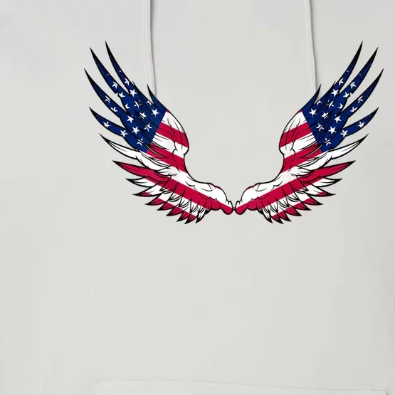 American Flag Angel Wings 4th Of July Shirts For Men (BACK) Performance Fleece Hoodie