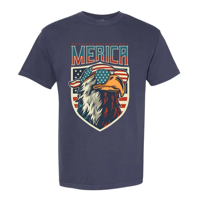 American Flag Bald Eagle 4th of July Patriotic USA Gift Garment-Dyed Heavyweight T-Shirt