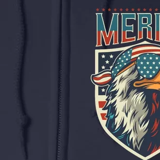 American Flag Bald Eagle 4th of July Patriotic USA Gift Full Zip Hoodie