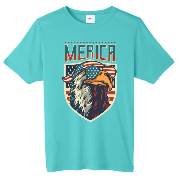 American Flag Bald Eagle 4th of July Patriotic USA Gift ChromaSoft Performance T-Shirt