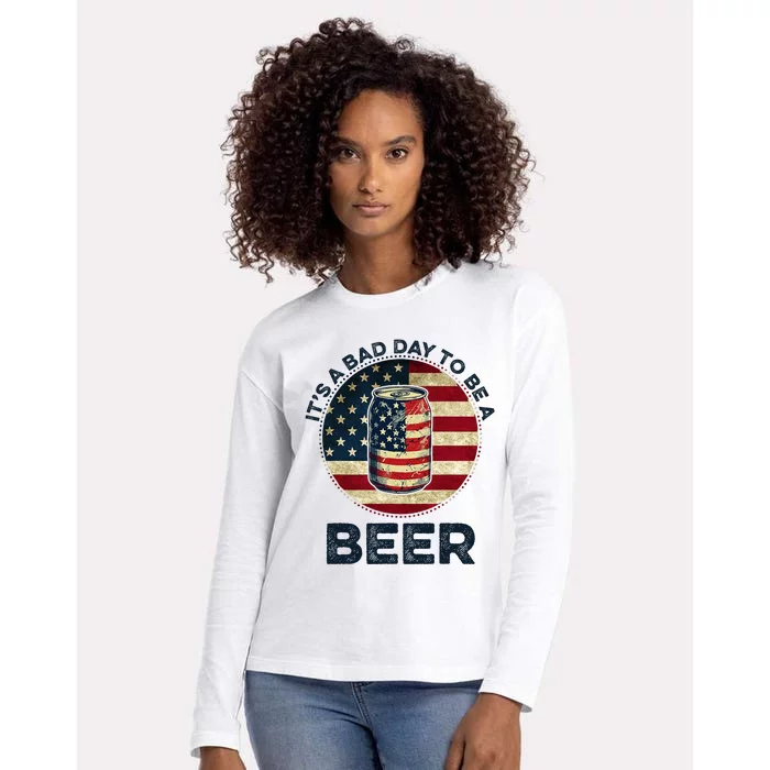 American Flag Beer Glass Its A B.A.D Day To Be A Beer Womens Cotton Relaxed Long Sleeve T-Shirt