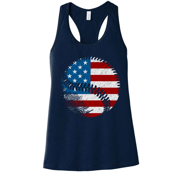 American Flag Baseball Baseball Hoodie Women's Racerback Tank